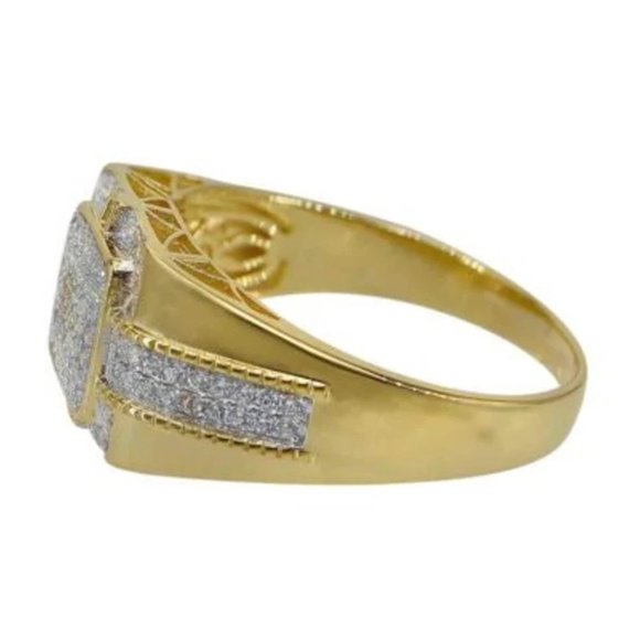 14K Gold Plated Sterling Silver Diamond-Like CZ Wide Band Ring Stamped 925 - Picture 2 of 3